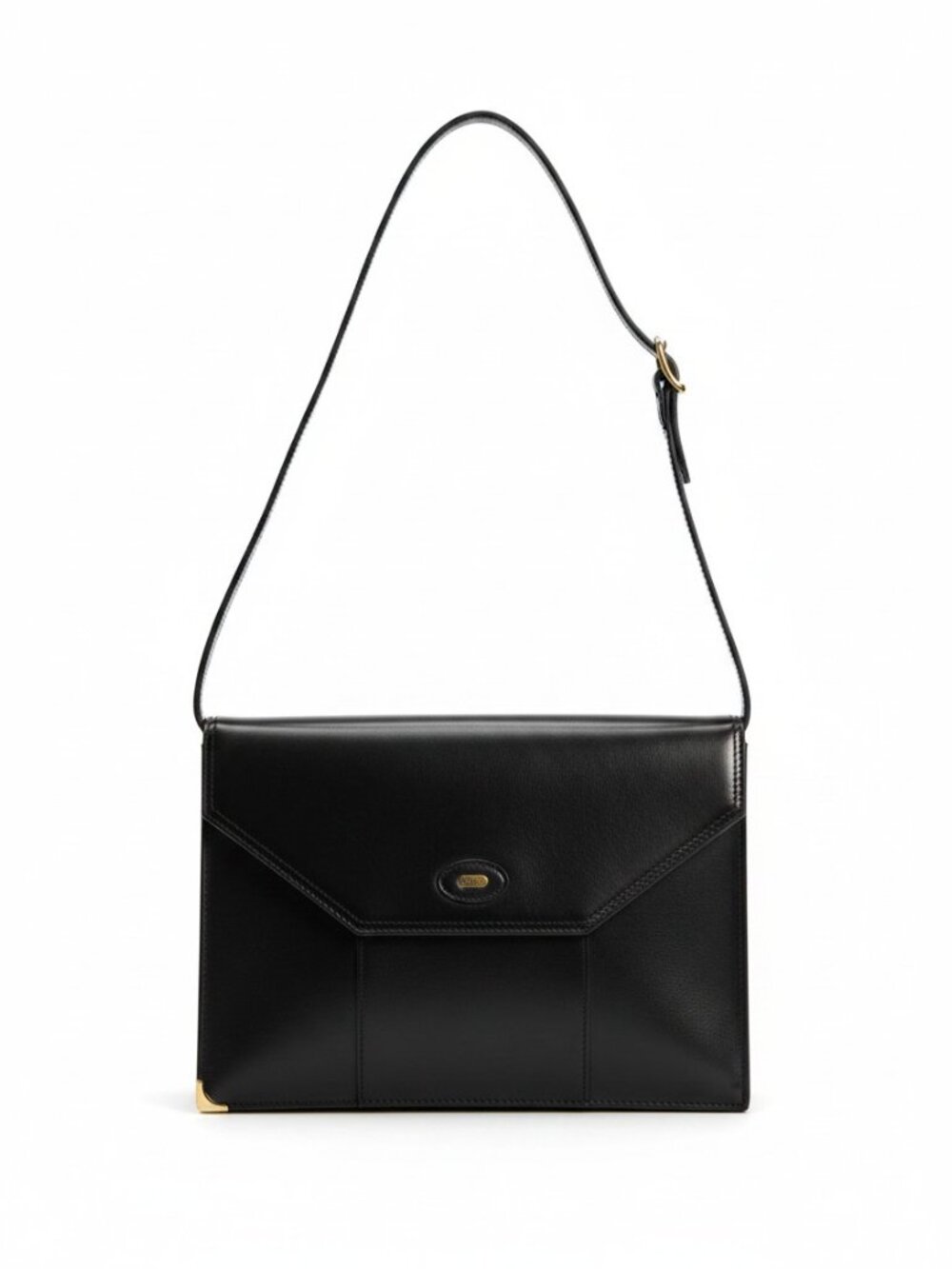 Vintage Bally Black Leather Envelope Crossbody